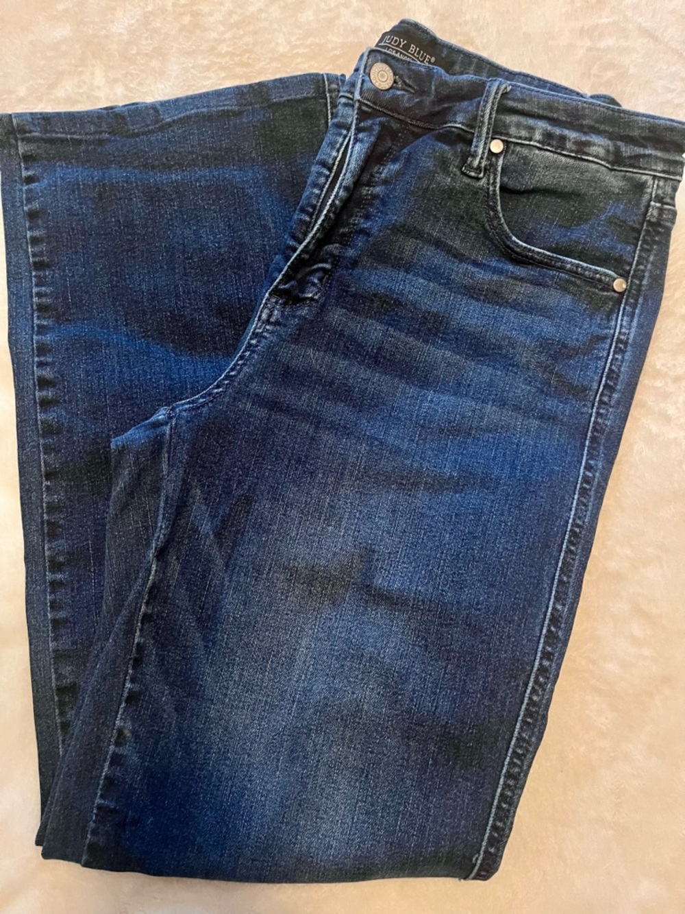 Judy Blue High Waisted Straight Fit Denim Jean Classic Dark Wash Blue 15/32
